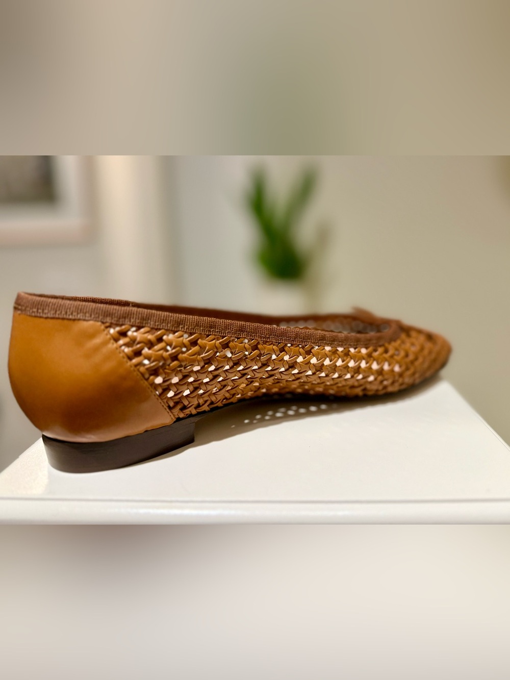 New J.Crew Woven Ballet Flats Size 9 Cognac Brown Raffia Look - Picture 5 of 9